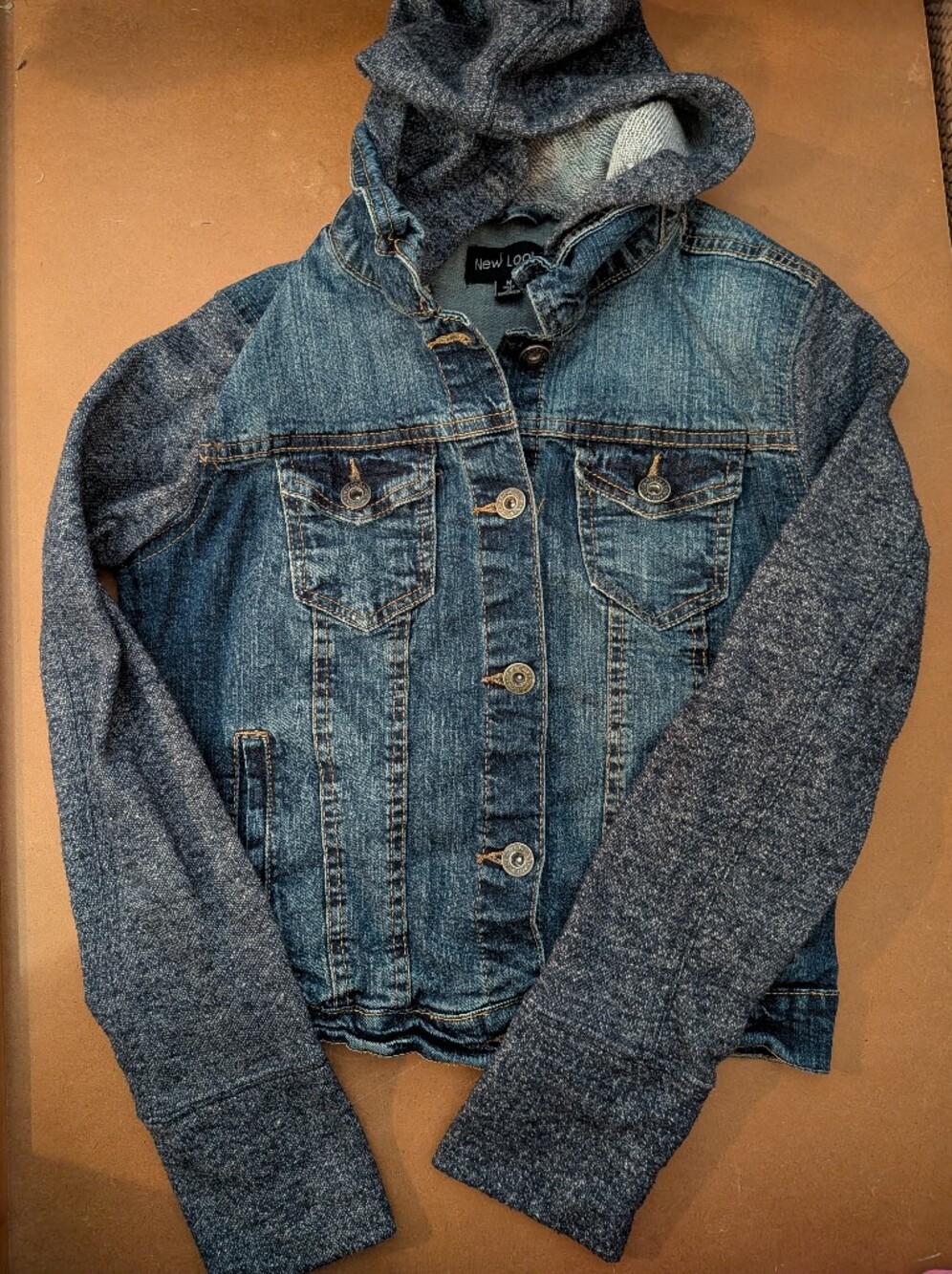 New Look Blue Denim Jacket with Knit Sleeves